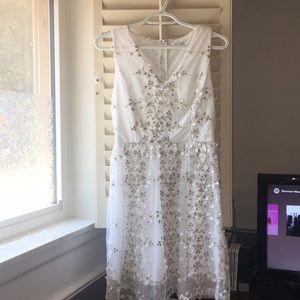 Floral Gold and White Detailed Dress